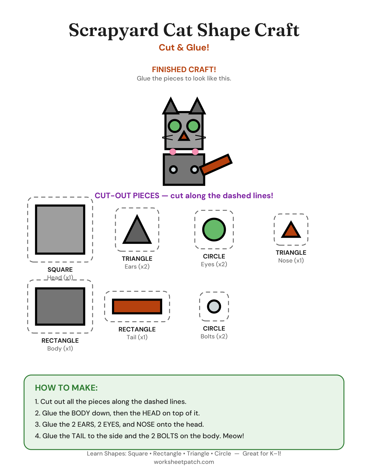 Scrapyard Cat shape craft