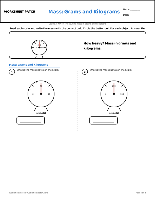 Measurement · Day 1 worksheet — sample page from the package