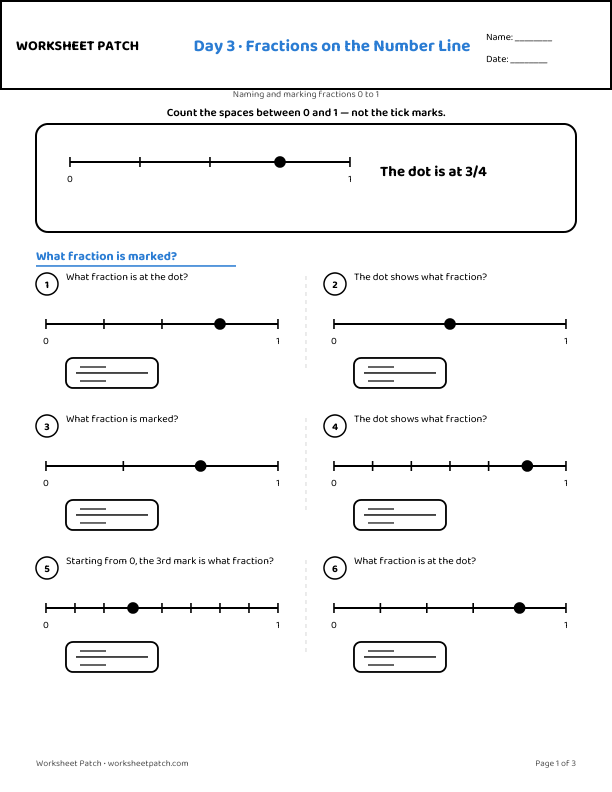 Day 3 worksheet — sample page from the package