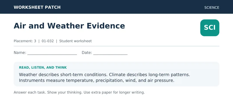 Page 1 preview of Air and Weather Evidence