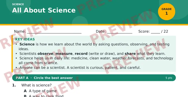 Page 1 preview of All About Science