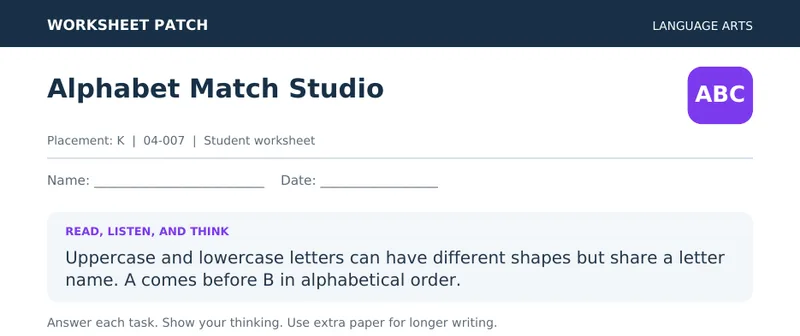Page 1 preview of Alphabet Match Studio