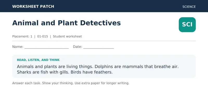 Page 1 preview of Animal and Plant Detectives
