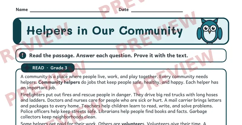 Page 1 preview of Atlas Owl Social Studies Passages