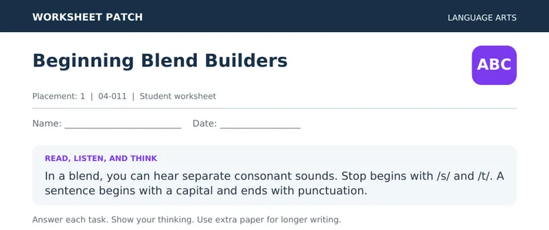 Page 1 preview of Beginning Blend Builders