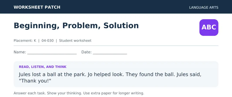 Page 1 preview of Beginning, Problem, Solution