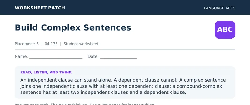 Page 1 preview of Build Complex Sentences