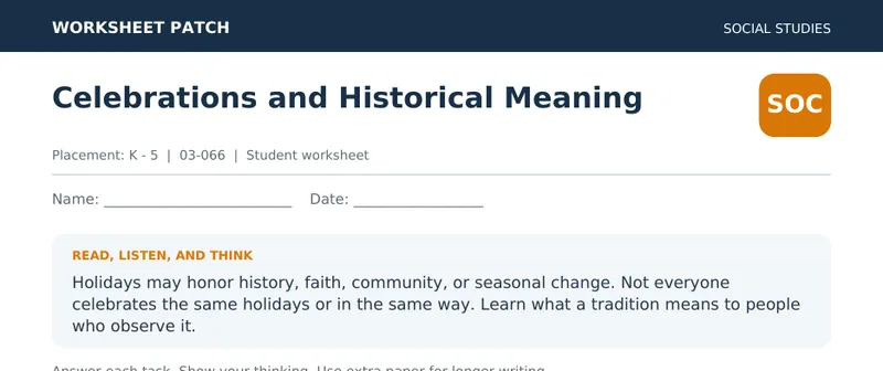 Page 1 preview of Celebrations and Historical Meaning