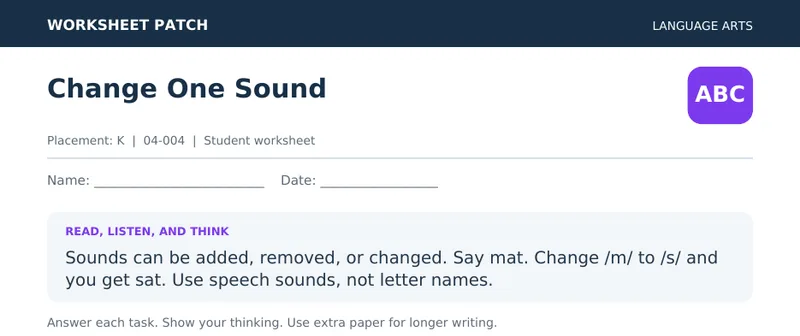Page 1 preview of Change One Sound