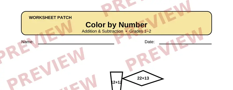 First page preview of Color by Number: Addition & Subtraction