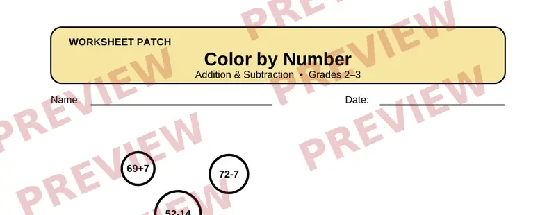 First page preview of Color by Number: Addition & Subtraction