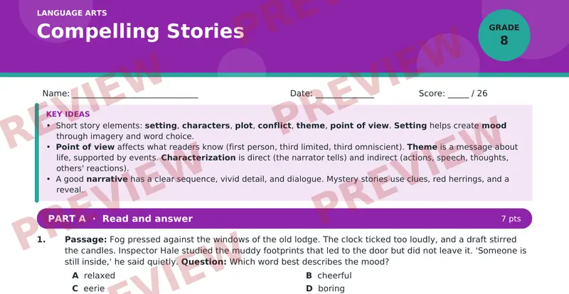 Page 1 preview of Compelling Stories