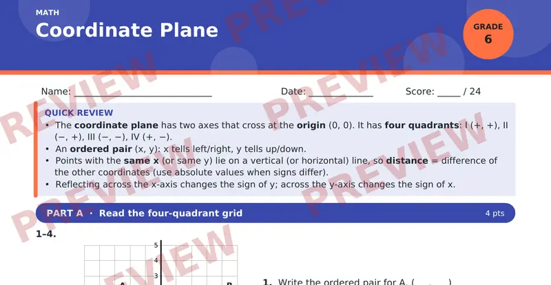 Page 1 preview of Coordinate Plane