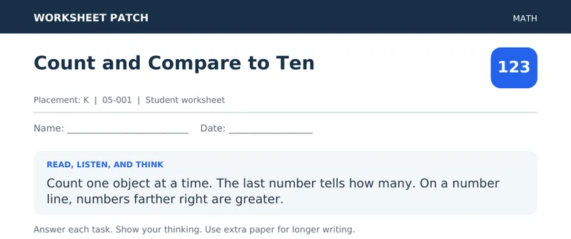 Page 1 preview of Count and Compare to Ten