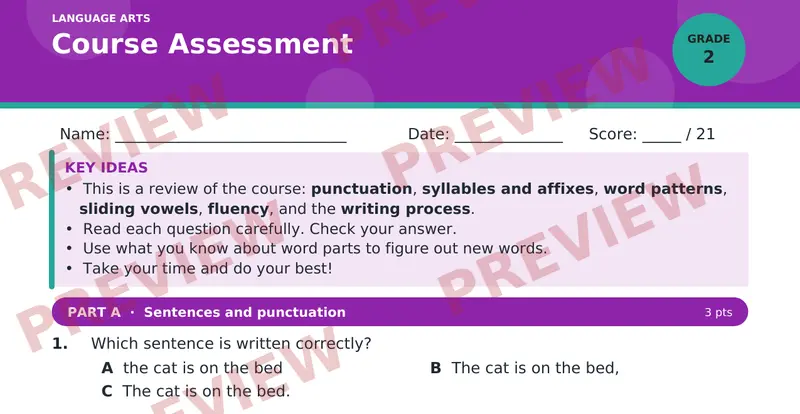 Page 1 preview of Course Assessment — Grade 2