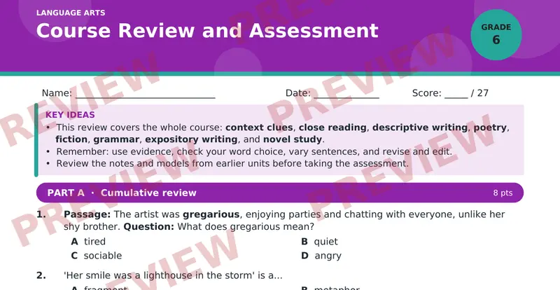 Page 1 preview of Course Review and Assessment