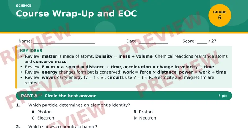 Page 1 preview of Course Wrap-Up and EOC