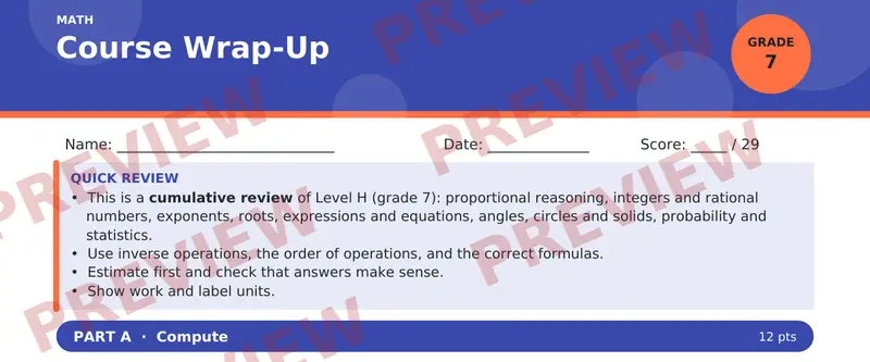 Page 1 preview of Course Wrap-Up — Grade 7