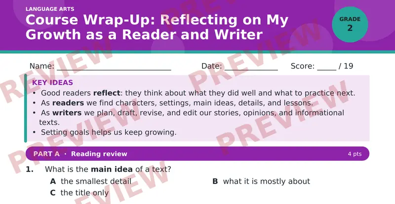 Page 1 preview of Course Wrap-Up: Reflecting on My Growth as a Reader and Writer