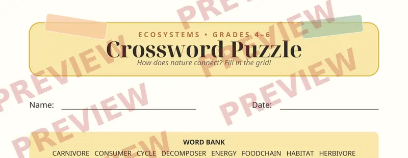 First page preview of Ecosystems Crossword Puzzle