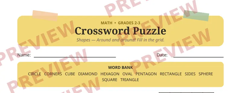 Partial preview of Geometry Crossword Puzzle