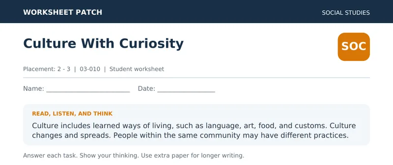 Page 1 preview of Culture With Curiosity
