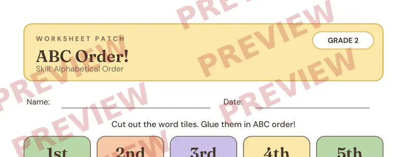Partial preview of Alphabetical Order Cut and Paste
