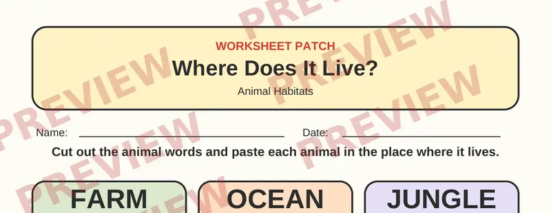 Partial preview of Animal Homes Cut and Paste