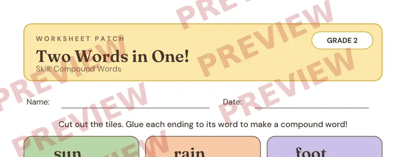 Partial preview of Compound Words Cut and Paste