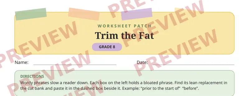 Partial preview of Concise Wordy Cut and Paste