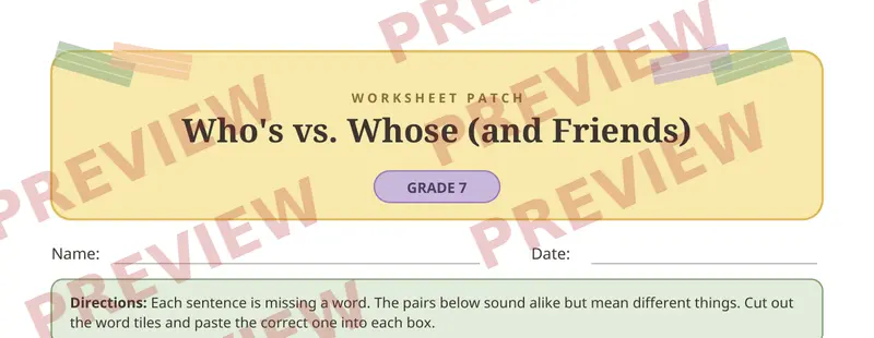 Partial preview of Confused Words Cut and Paste