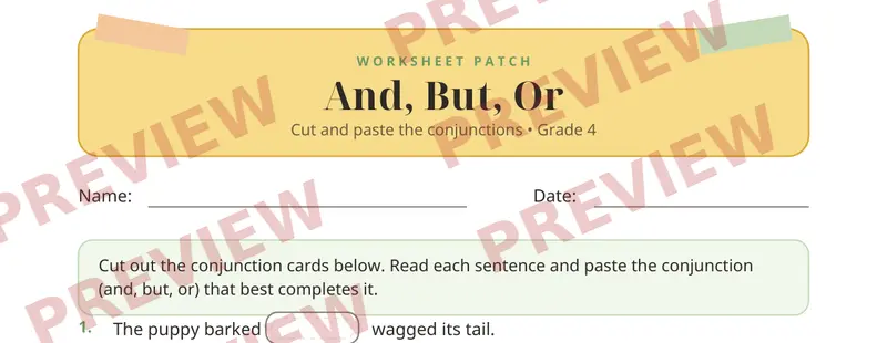 Partial preview of Conjunctions Cut and Paste