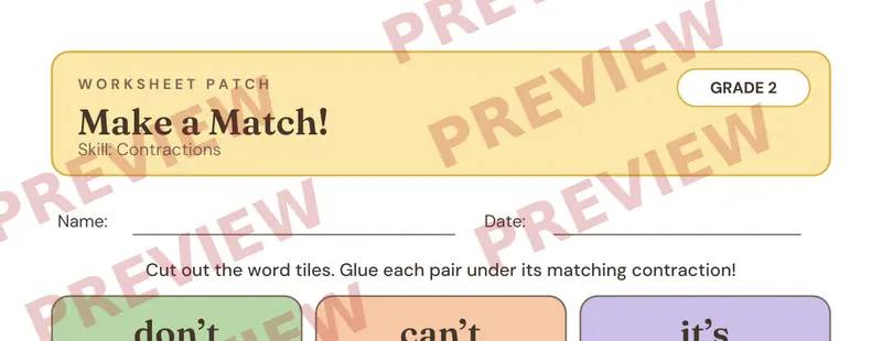 Partial preview of Contractions Cut and Paste