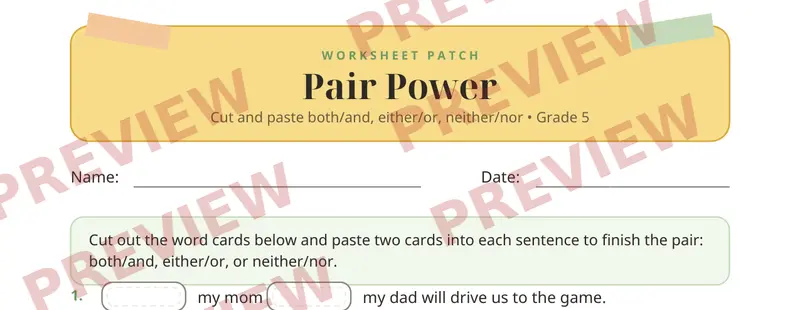 Partial preview of Correlative Conjunctions Cut and Paste