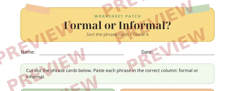 Partial preview of Formal Informal Cut and Paste