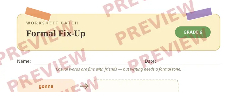 Partial preview of Formal Tone Cut and Paste