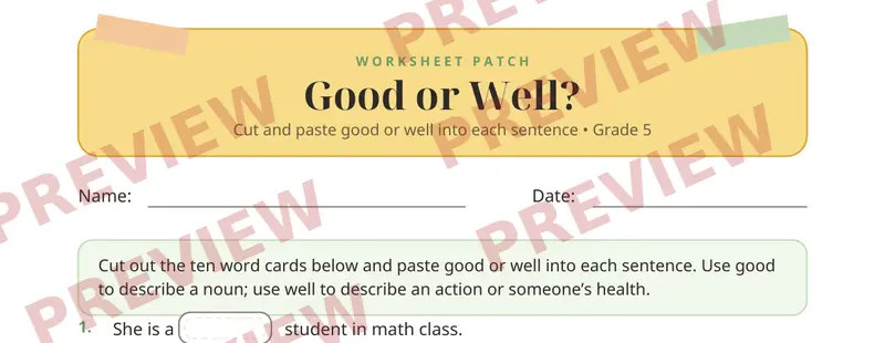 Partial preview of Good Well Cut and Paste