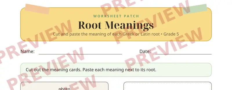 Partial preview of Greek Latin Roots Cut and Paste