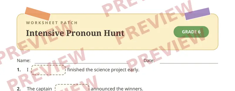 Partial preview of Intensive Pronouns Cut and Paste