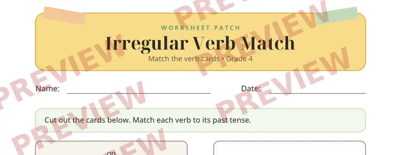 Partial preview of Irregular Verbs Cut and Paste