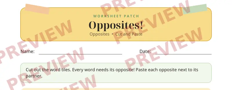 Partial preview of Opposites Cut and Paste
