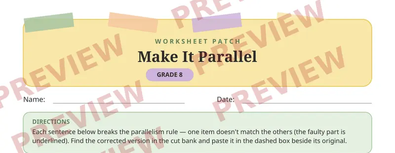 Partial preview of Parallel Structure Cut and Paste