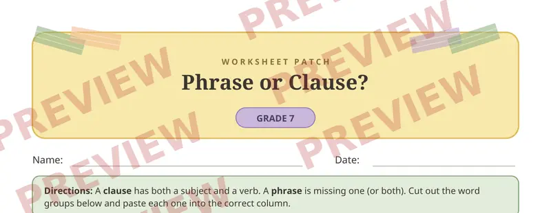 Partial preview of Phrases Clauses Cut and Paste