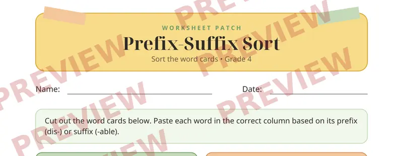 Partial preview of Prefix Suffix Dis Able Cut and Paste