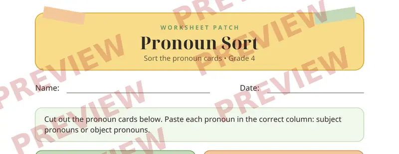 Partial preview of Pronouns Cut and Paste