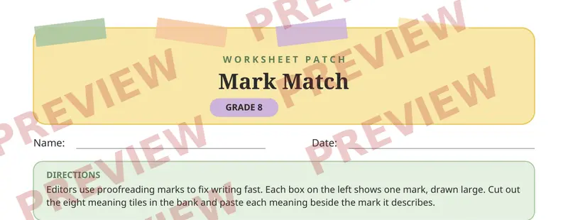 Partial preview of Proofreading Marks Cut and Paste