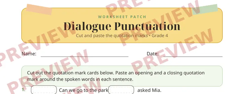 Partial preview of Quotation Marks Cut and Paste