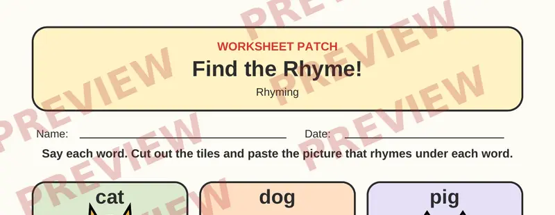 Partial preview of Rhyming Cut and Paste