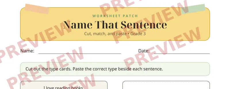 Partial preview of Sentence Types Cut and Paste