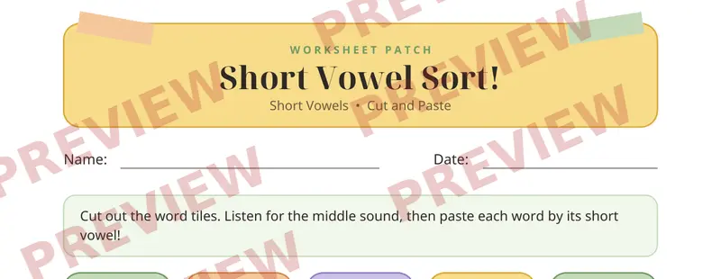 Partial preview of Short Vowel Cut and Paste